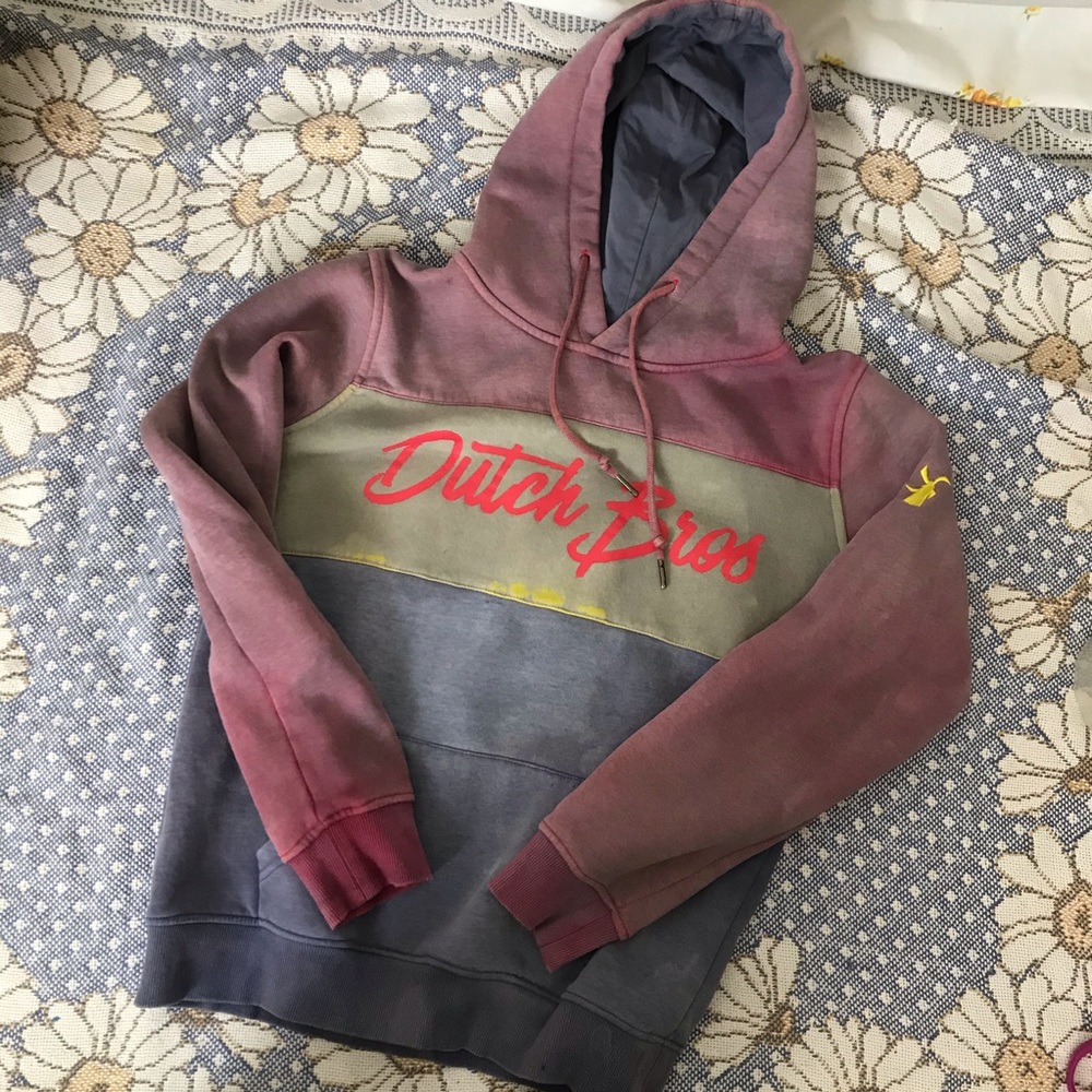 Bleach dyed dutch bros hoodie